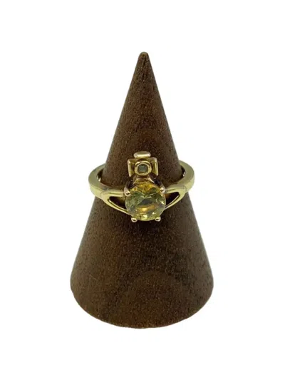 Pre-owned Vivienne Westwood Crystal Orb Ring In Gold