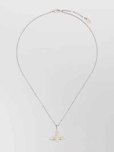 Vivienne Westwood Crystal Pendant Anchor Chain Necklace In Gray