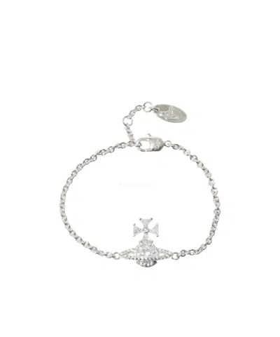 Vivienne Westwood Crystal Planet Logo Bracelet In Neutral