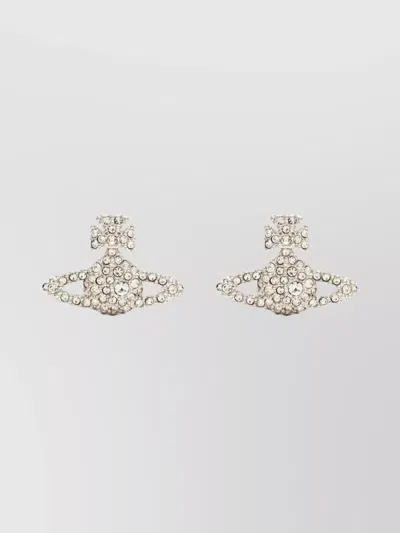 Vivienne Westwood Crystal Stud Earrings Pair Embellished Detailing In Gold