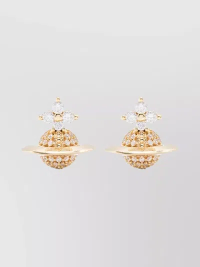 Vivienne Westwood Crystal Stud Earrings Pair Gold-tone