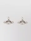 Vivienne Westwood Crystal Stud Earrings Pair Silver Brass