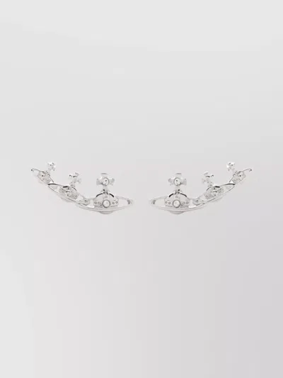 VIVIENNE WESTWOOD CRYSTAL STUD UNIQUE SHAPE EARRINGS