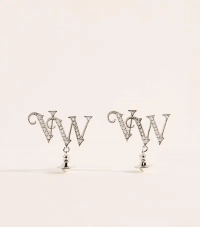 Vivienne Westwood Crystal-embellished Vw Earrings In Metallic