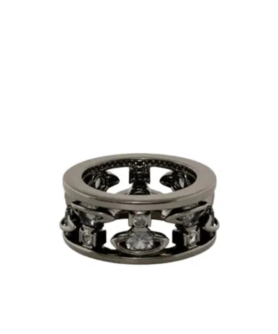 Vivienne Westwood Crystal-set Wide Ring In Gold