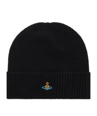 Vivienne Westwood Cuffed Knitted Hat In Black