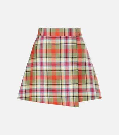 VIVIENNE WESTWOOD CUT OFF CHECKED WOOL MINISKIRT