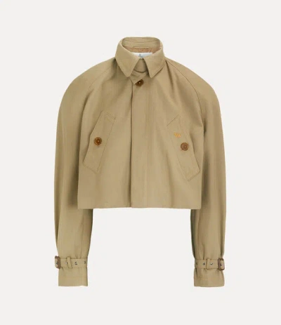 VIVIENNE WESTWOOD CUT OFF GRAZIANO TRENCH COAT COTTON CAMEL S UNISEX