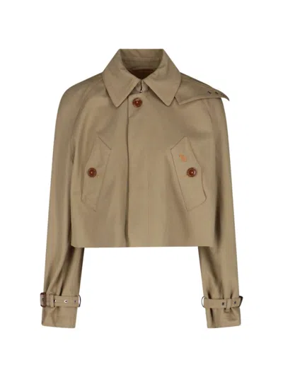 VIVIENNE WESTWOOD CUT OFF GRAZIANO TRENCH' CROPPED JACKET - BROWN