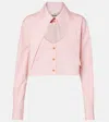 Vivienne Westwood Mens Cut Out-heart Cropped Cotton-poplin Shirt Pink