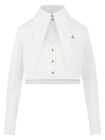 Vivienne Westwood Cut Off Heart Cropped Pointer Shirt In White