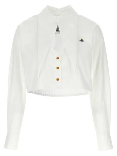 Vivienne Westwood Cut Off Heart Cropped Shirt In White