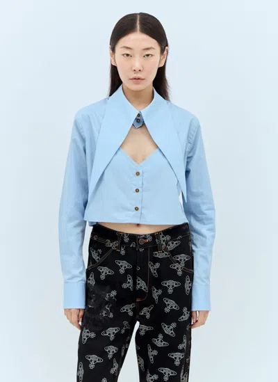 Vivienne Westwood Cut Off Heart Shirt In Blue