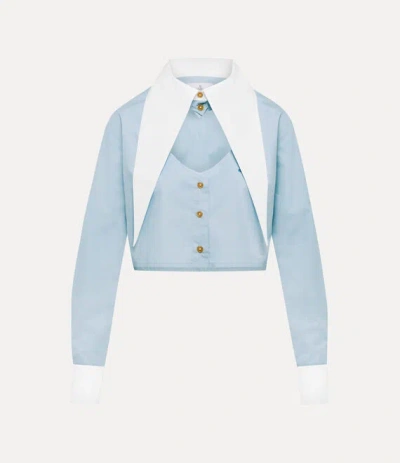 Vivienne Westwood Heart Cut Cropped Shirt Long Sleeves Buttons In Blue