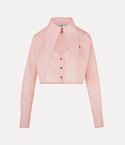 Vivienne Westwood Mens Cut Out-heart Cropped Cotton-poplin Shirt Pink