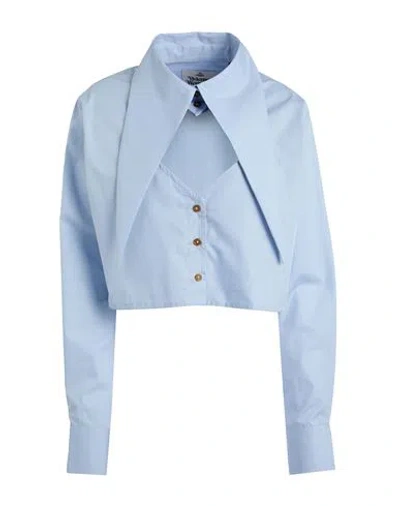 VIVIENNE WESTWOOD VIVIENNE WESTWOOD CUT OFF HEART SHIRT WOMAN SHIRT SKY BLUE SIZE 0 COTTON