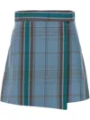 Vivienne Westwood High-waisted Plaid Pleated Skirt With Asymmetric Hem In Blue