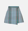 Vivienne Westwood High-waisted Plaid Pleated Skirt With Asymmetric Hem In Blue