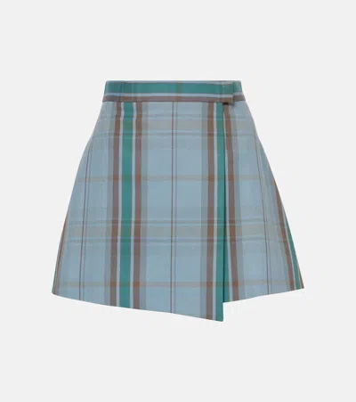 VIVIENNE WESTWOOD CUT OFF TARTAN COTTON AND LINEN MINISKIRT