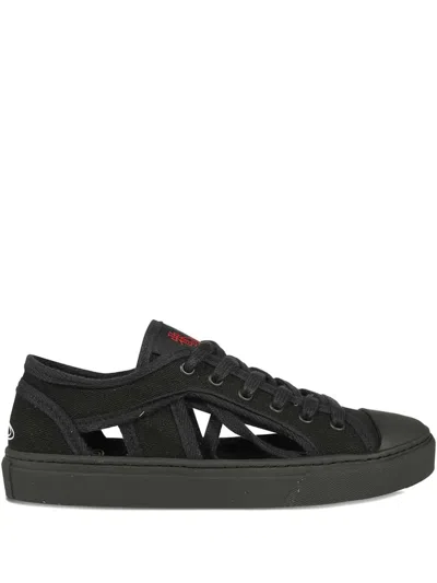 Vivienne Westwood Cut-out Canvas Sneakers In Black