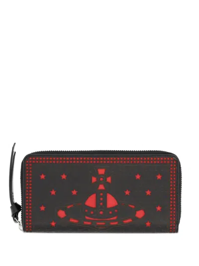 Vivienne Westwood Cut-out Logo Leather Wallet In Black