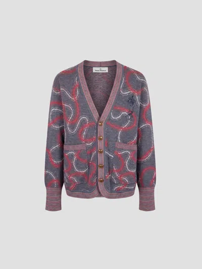 Vivienne Westwood Cutlass Abstract-pattern Cardigan In Gray