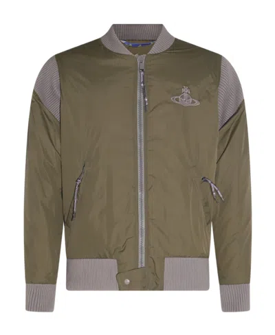 Vivienne Westwood Cyclist Panelled Bomber Jacket In Green
