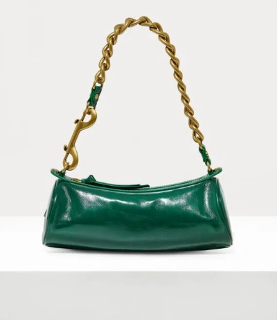 Vivienne Westwood Cylinder Cindy Bag Shiny Leather Green-inj-orb
