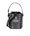 Vivienne Westwood Structured Bucket Bag With Drawstring Closure In Black