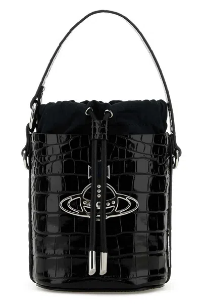 Vivienne Westwood Daisy Bucket Bag In Leather In Black