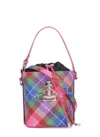 Vivienne Westwood Candy Tartan Daisy Drawstring Coated-canvas Bucket Bag In Multicolor