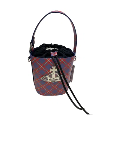 Vivienne Westwood Daisy Checked Bucket Bag In Black