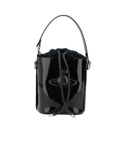 Vivienne Westwood Daisy Drawstring Bucket Bag In Black