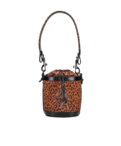 Vivienne Westwood Daisy Drawstring Bucket Bag In Brown