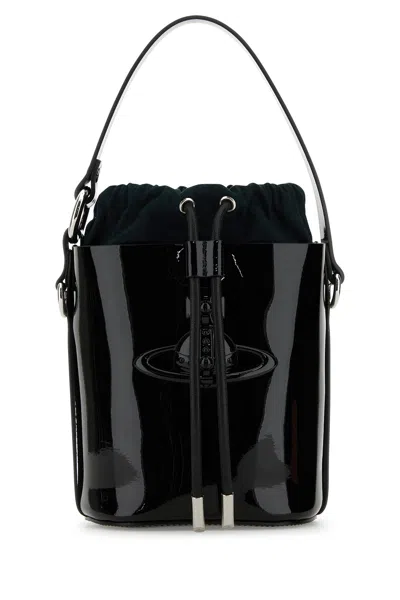 VIVIENNE WESTWOOD BLACK LEATHER DAISY BUCKET BAG