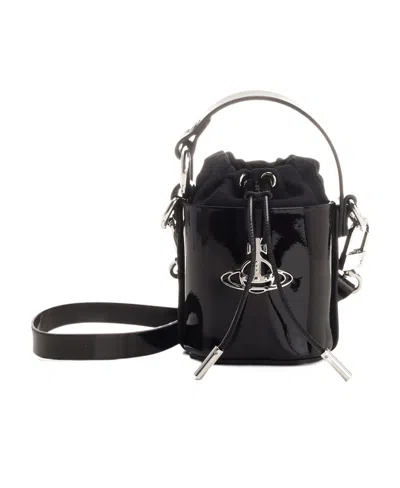 Vivienne Westwood Daisy High-shine Mini Bag In Black