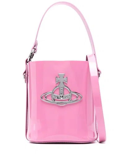 Vivienne Westwood Daisy Patent Leather Bucket Bag In Pink