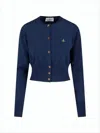 Vivienne Westwood Deep Navy Cropped Cardigan With Button-down Front In Blue