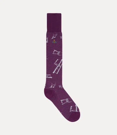 Vivienne Westwood Deer Chair High Sock Deer Chair Aubergine 6-8 Unisex