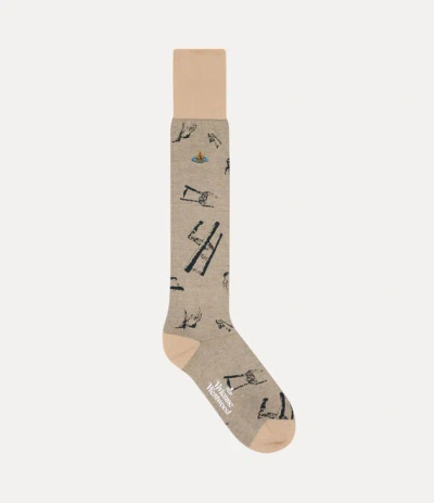 Vivienne Westwood Deer Chair High Sock Deer Chair Beige 6-8 Unisex