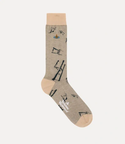 Vivienne Westwood Deer Chair Sock Deer Chair Beige 4-5 Unisex