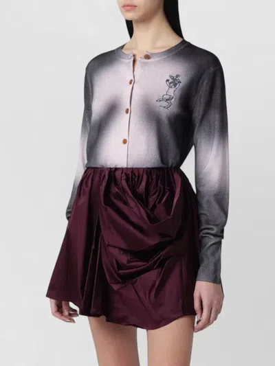 Vivienne Westwood Degrade Effect Cardigan Embroidered Detail In Gray