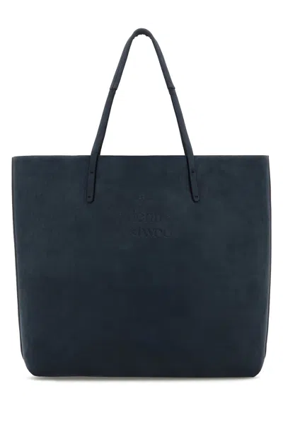 Vivienne Westwood Denim Blue Suede Studio Shopping Bag