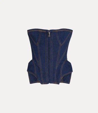 Vivienne Westwood Embellised Denim Corset In Indigo