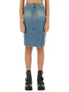 Vivienne Westwood Organic Cotton Denim Midi Skirt With Asymmetric Hem