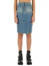 Vivienne Westwood Organic Cotton Denim Midi Skirt With Asymmetric Hem In Denim