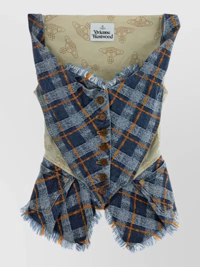 Vivienne Westwood Denim Monday Vest V Neckline Sleeveless In Blue