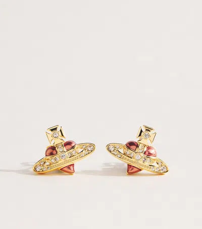 Vivienne Westwood Diamante Heart Earrings In Gold