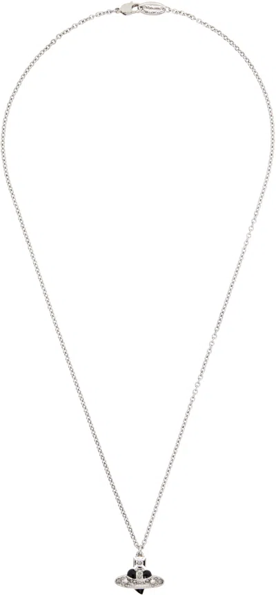 Vivienne Westwood Diamante Heart Pendant Necklace In Silver