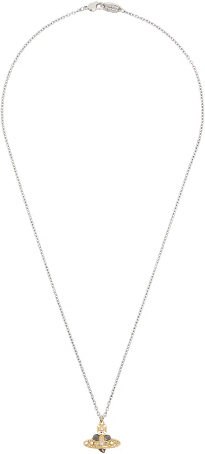 Vivienne Westwood Diamante Heart Pendant Necklace In Metallic